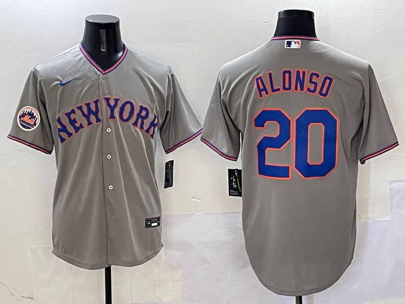 Men New York Mets #20 Alonso Grey Second generation 2025 Nike MLB Jersey style 2